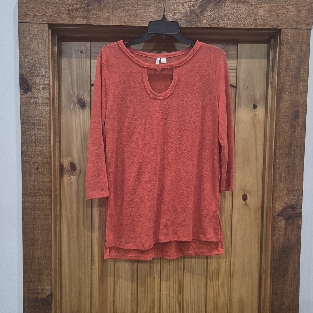 Cato's Womens Lightweight 3/4 Sleeve Distresssed Top Cottagecore Size Medium